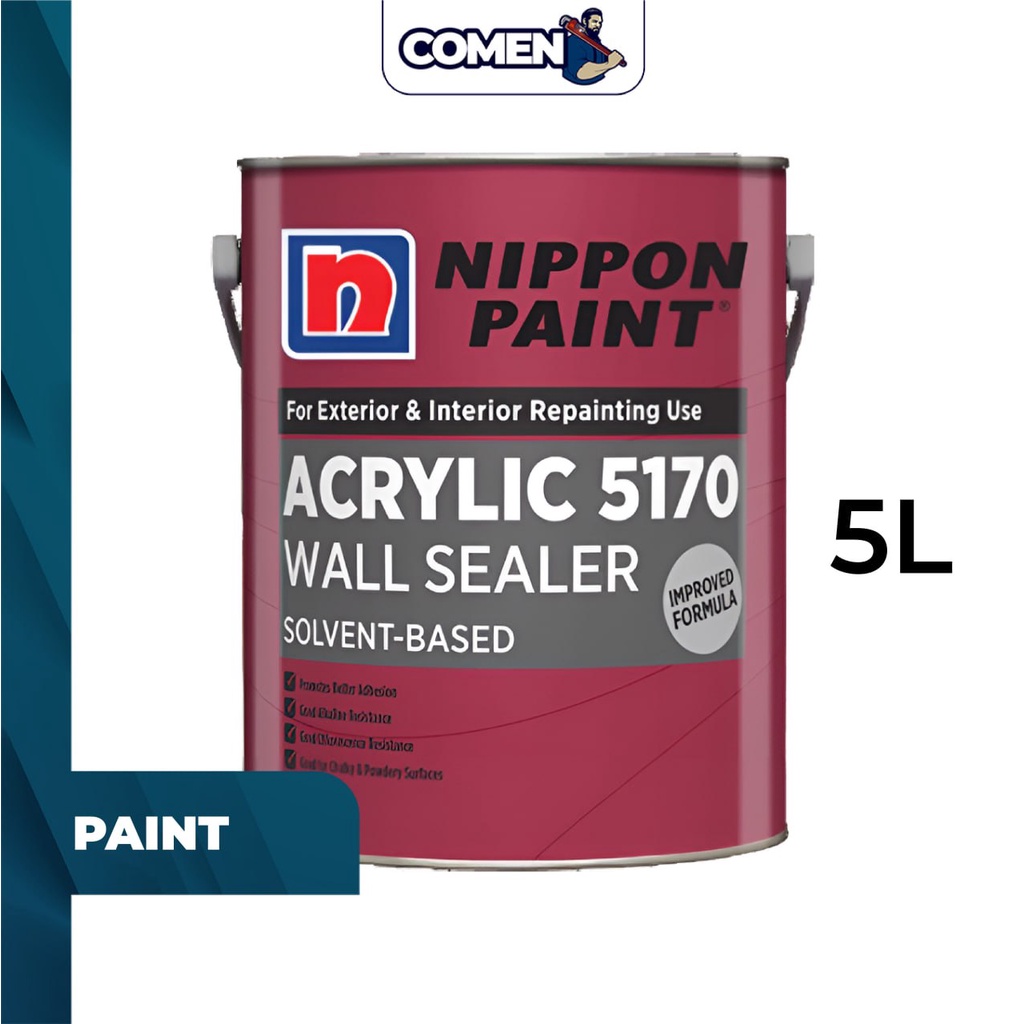 NIPPON PAINT Acrylic 5170 Wall Sealer 5 Liter Interior & Exterior Damp ...