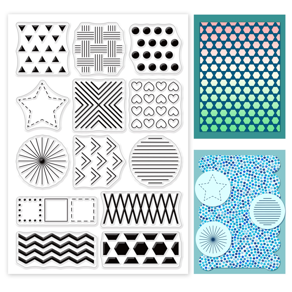 1Sheet Geometric Pattern Clear Stamps Square Triangle Circle Heart ...