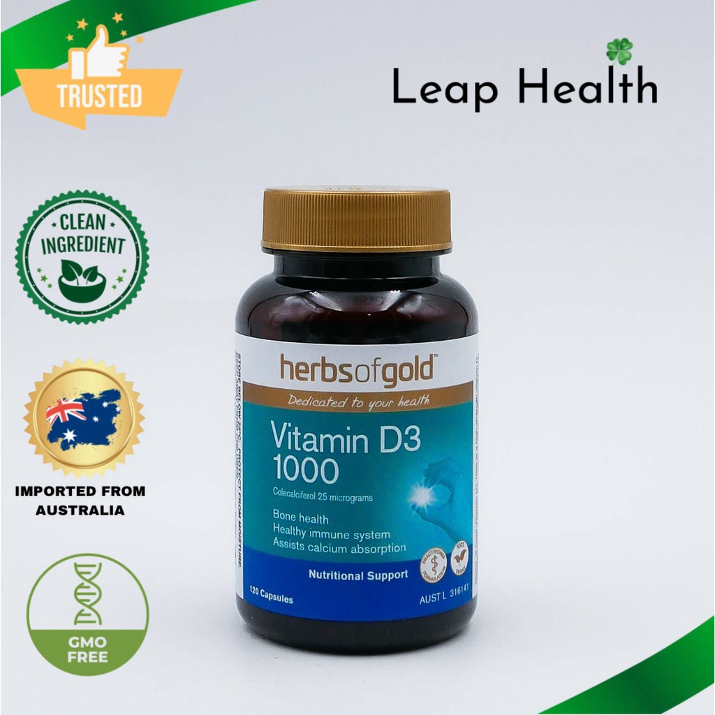 Herbs Of Gold Vitamin D3 1000 Support Bone Strength, Density and