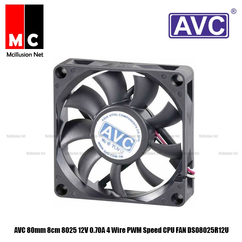 AVC 80mm 8cm / 90mm 9cm 8025 12V 0.70A 4 Wire PWM Speed CPU FAN ...