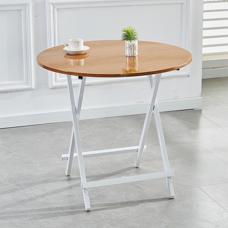 Foldable Round Table Steel Frame Easy To Fold And Store Size 80x80 Cm