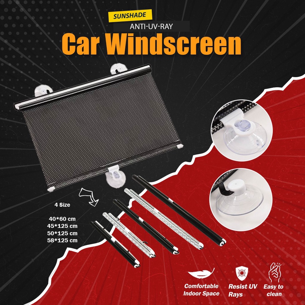 Roller Blinds Car Window Sun Shade Curtain Retractable Sunshade Shade