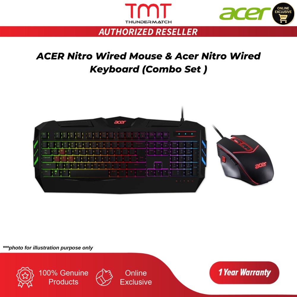 Acer Nitro Wired Mouse & Acer Nitro Wired Keyboard Combo Set Shopee