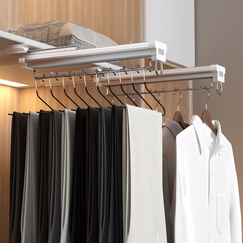 Shallow Clothes Pole of Closet Inner Top Vertical Vertical Pull