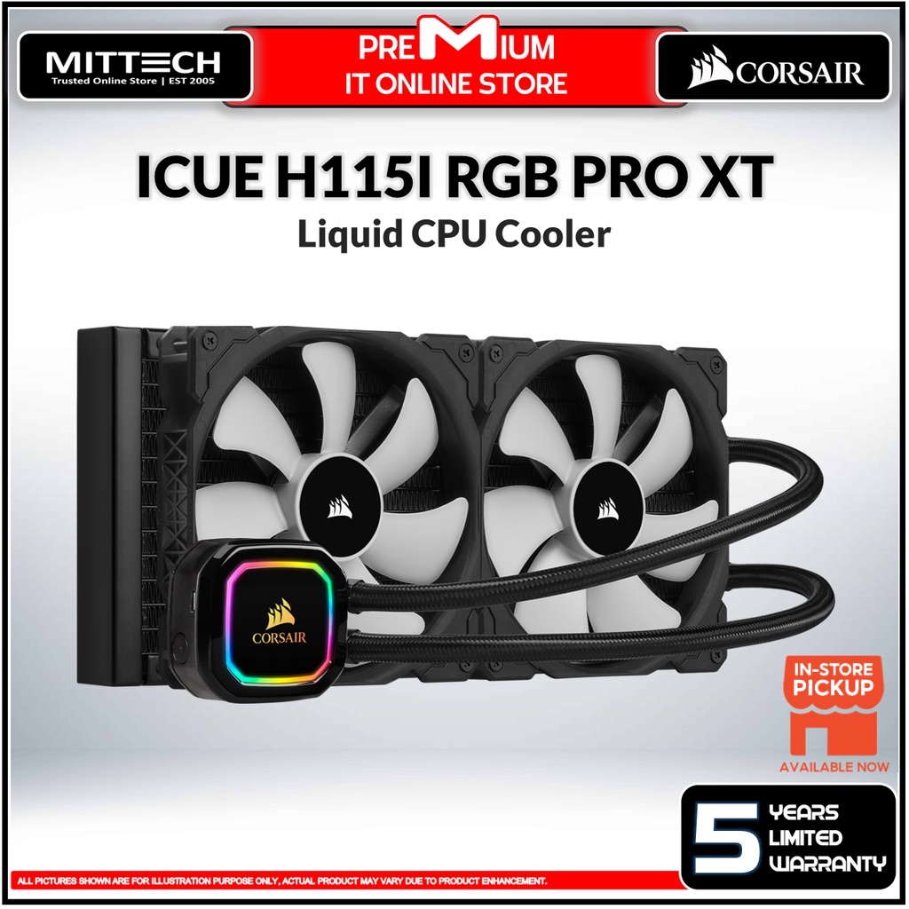 Corsair iCUE H115i 280mm RGB PRO XT Liquid CPU Cooler Black
