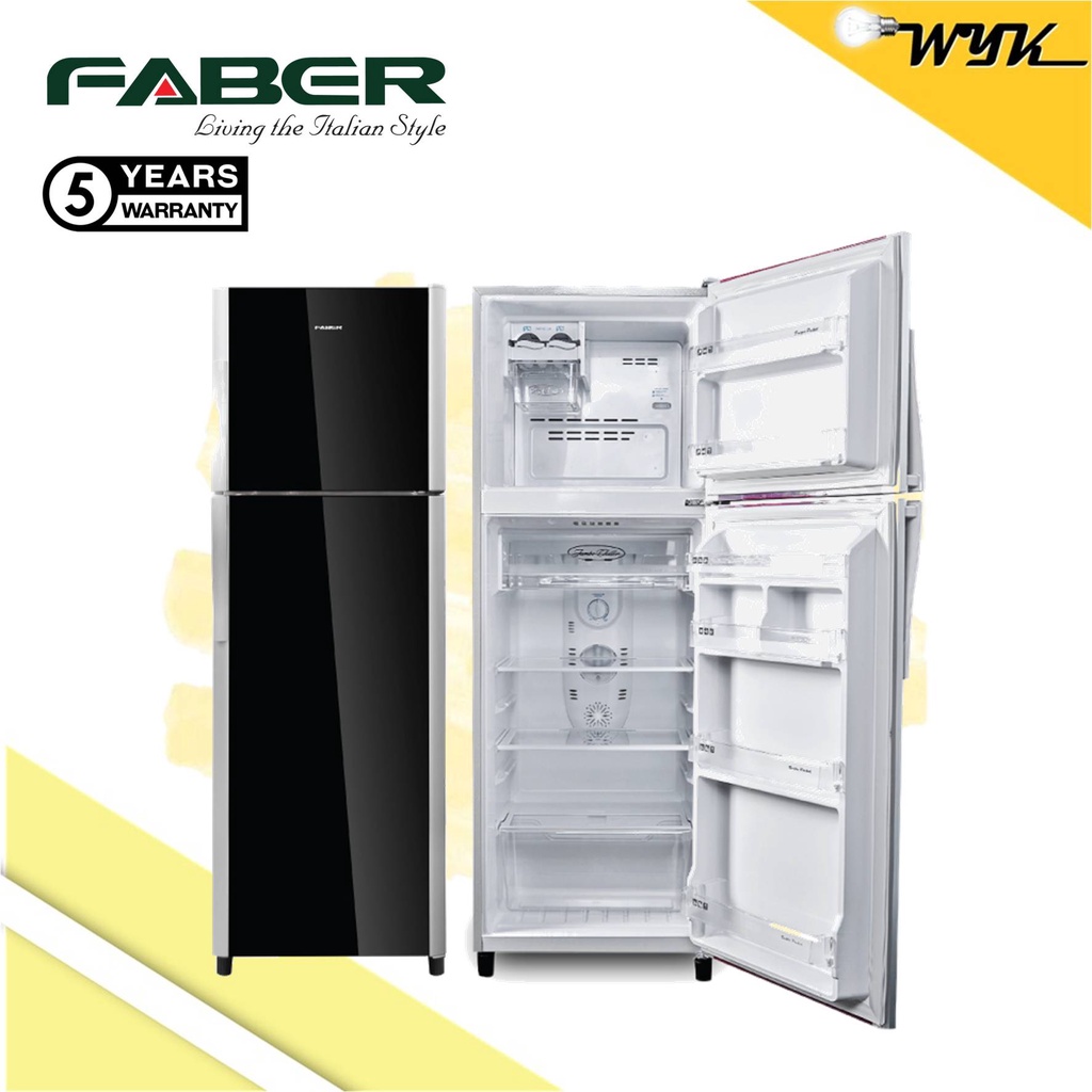 Faber 255L Two Door Glass Refrigerator FRIGOR 308 (Black) | Shopee Malaysia