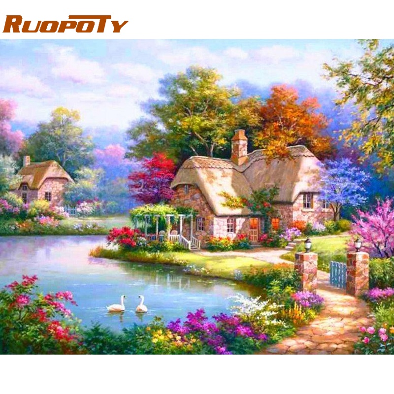 RUOPOTY 60x75cm/50x65cm/40x50cm Frame Acrylic Painting By Numbers DIY ...