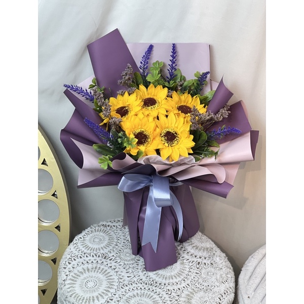 Soap Sunflower Bouquet Artificial Flower Gift (5 sunflower) Shopee