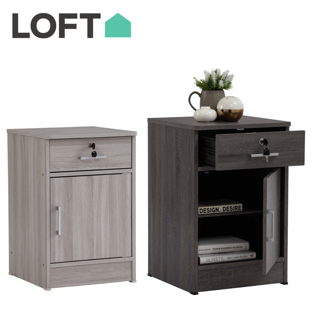 LOFT Living DUBLIN bedside table with key lock/ bedside table/Bed Side