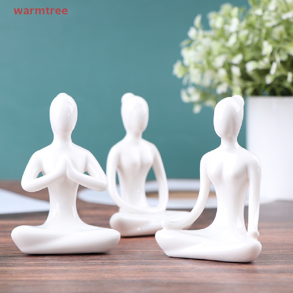 (warmtree) 6 Styles Meditation Yoga Pose Statue Figurine Ceramic Yoga