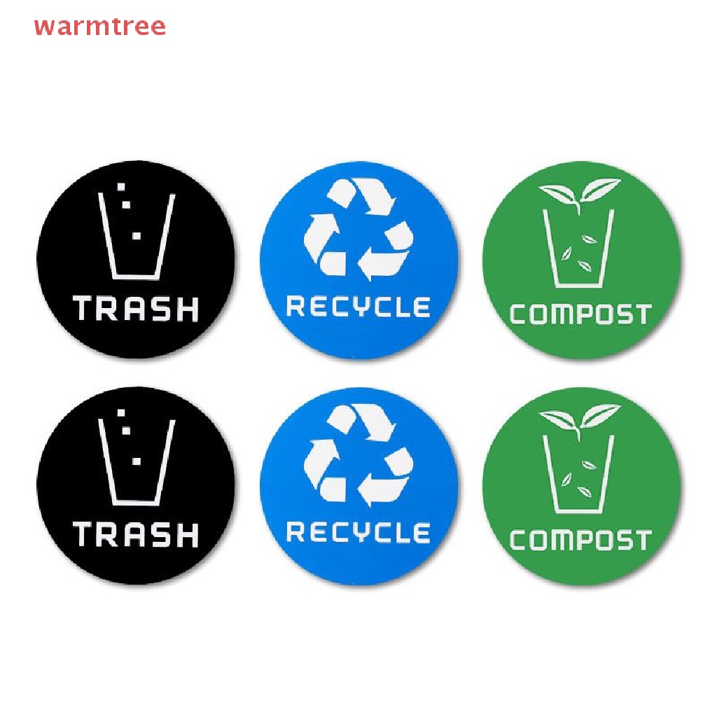 (warmtree) 12pcs Diameter 10CM PVC Recycle Trash Bin Sticker Vinyl