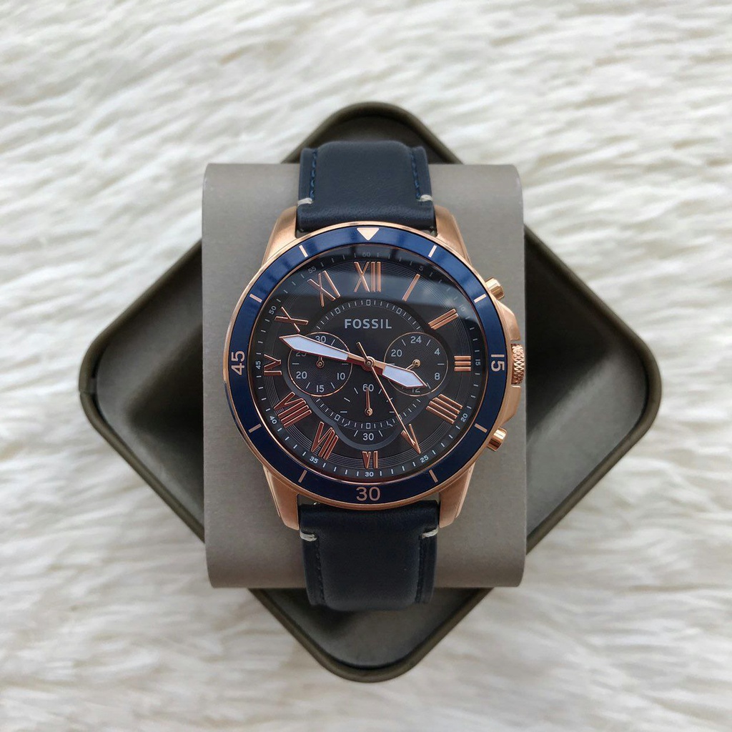 Grant sport chronograph blue leather clearance watch