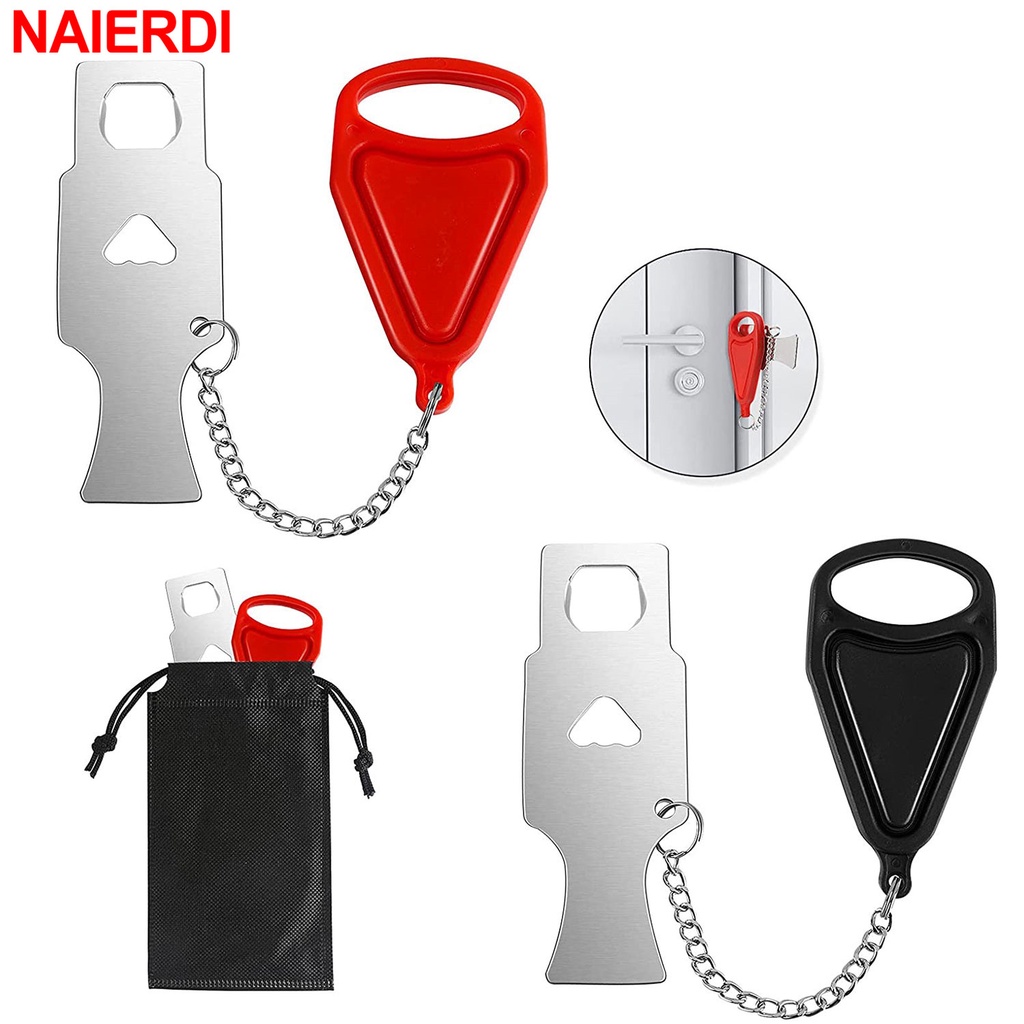NAIERDI Portable Door Lock Safety Latch Metal Lock Anti Theft Security ...