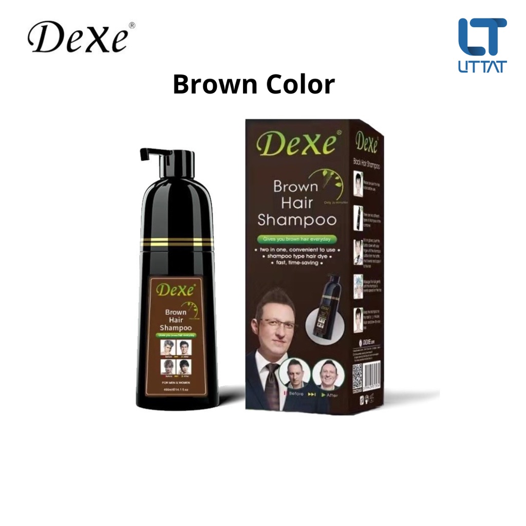DEXE Hair Dye Shampoo Brown Color 400ml Bottle Pewarna Rambut Warna
