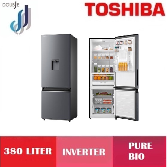 TOSHIBA 380L 2 DOOR INVERTER BOTTOM FREEZER REFRIGERATOR WITH WATER
