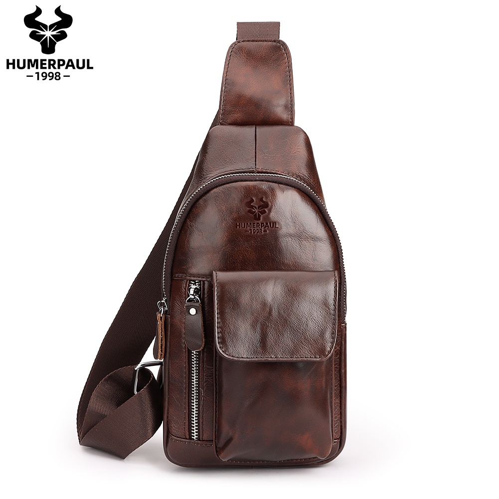 HUMERPAUL Men's Messenger Bag Is Made Of Pure Leather And Stored In ...