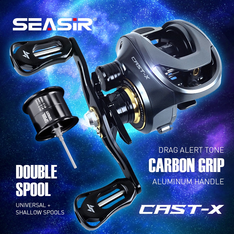 SEASIR Cast-X Double Spool Baitcasting Reel Carbon Grip Mico Fishing ...