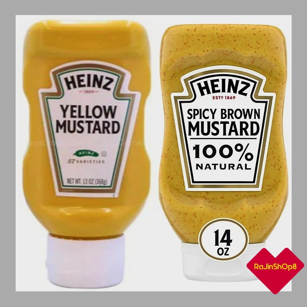 HEINZ Yellow Mustard Squeezable Bottle 368g & Spicy Brown Mustard