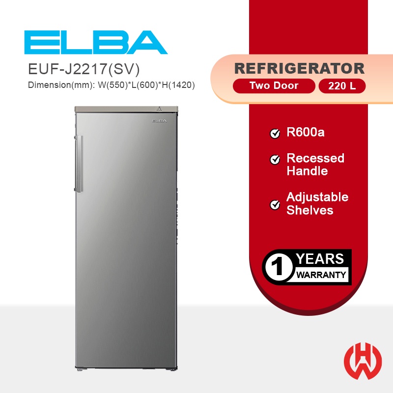 ELBA 220L Upright Freezer EUF-J2217(SV) - 6 Drawer | Shopee Malaysia