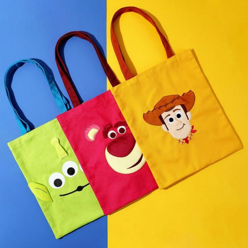 Miniso x Toy Story Shopping bag Tote bag Lotso Woody Alien Shopee