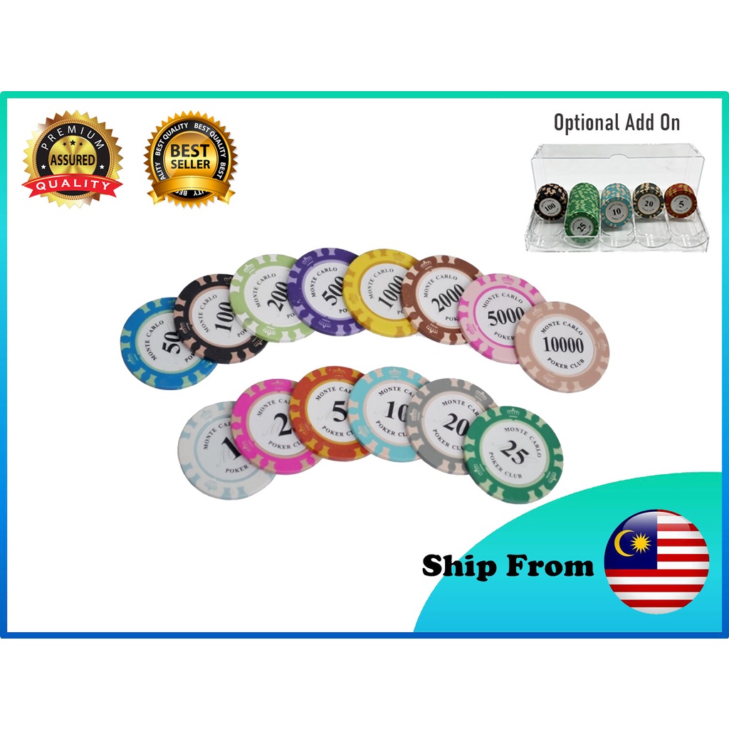 [ READY STOCK ] 14g Premium Monte Carlo Casino Poker Chips Poker Set