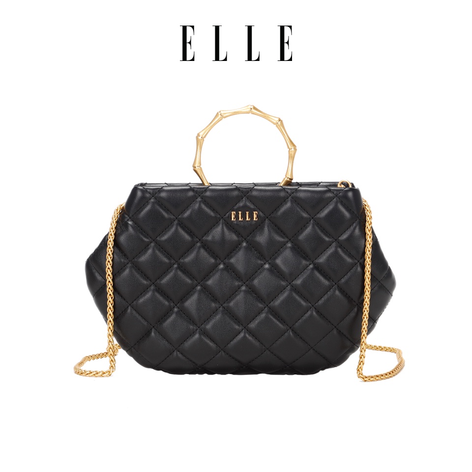 ELLE ELODIE QUILTED CARRY BAG IN BLACK + ELLE MONOGRAM CLUTCH Shopee