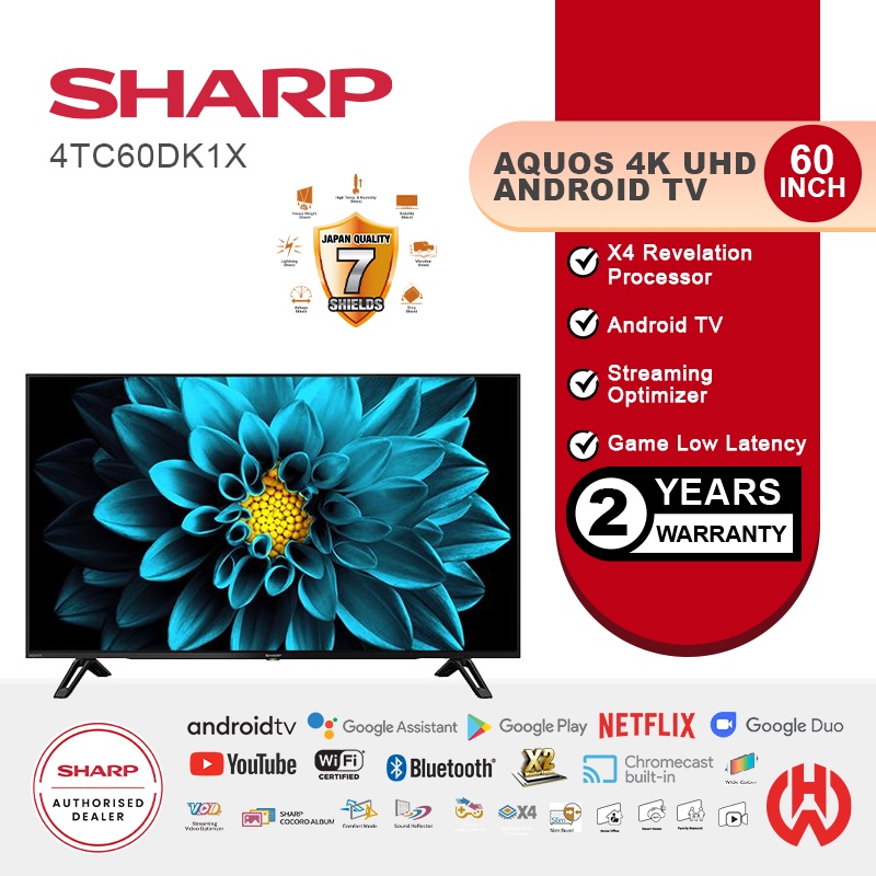 SHARP AQUOS 60 INCH 4K UHD ANDROID TV 4TC60DK1X | Shopee Malaysia