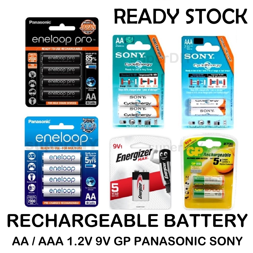 Japan Rechargeable Battery 1.2V NiMH AA AAA 9V Battery Energizeer