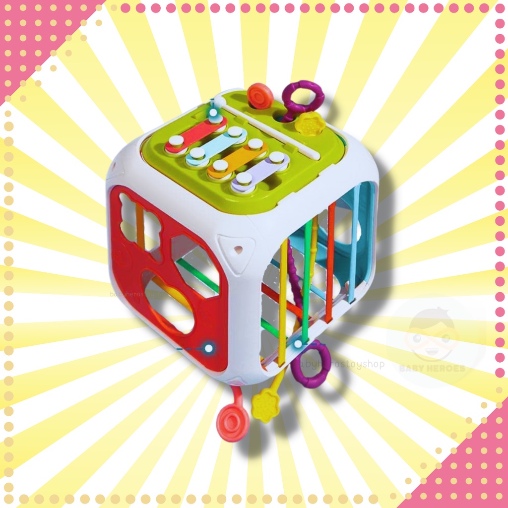 BABYHEROES Baby 7 In 1 Shape Sorting Toy Box With Pull String Shape