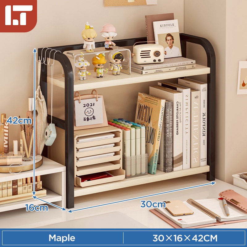Desktop Shelf Organizer Multipurpose Bookshelf Desktop Rack Rak Buku