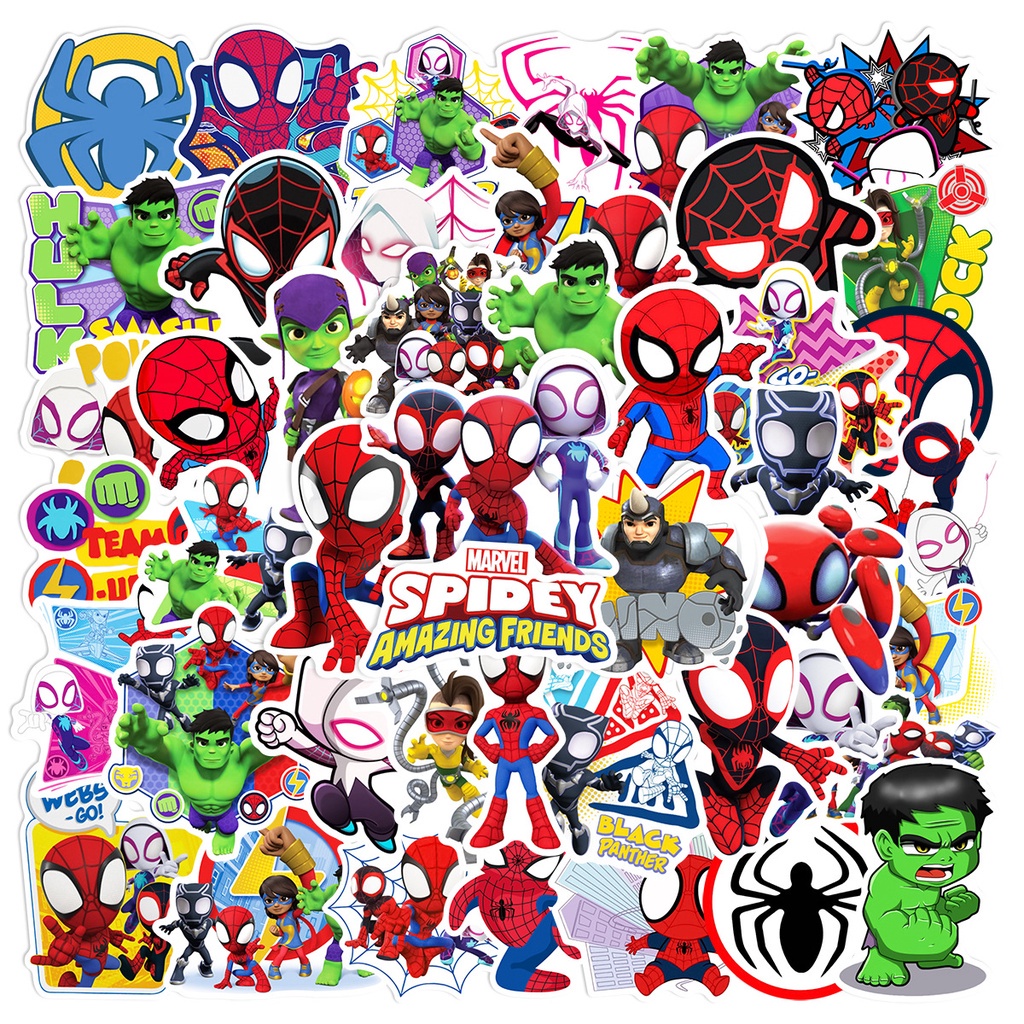 SPIDEY & HIS AMAZING FRIENDS 50 pcs DIY Waterproof Non Repeating ...