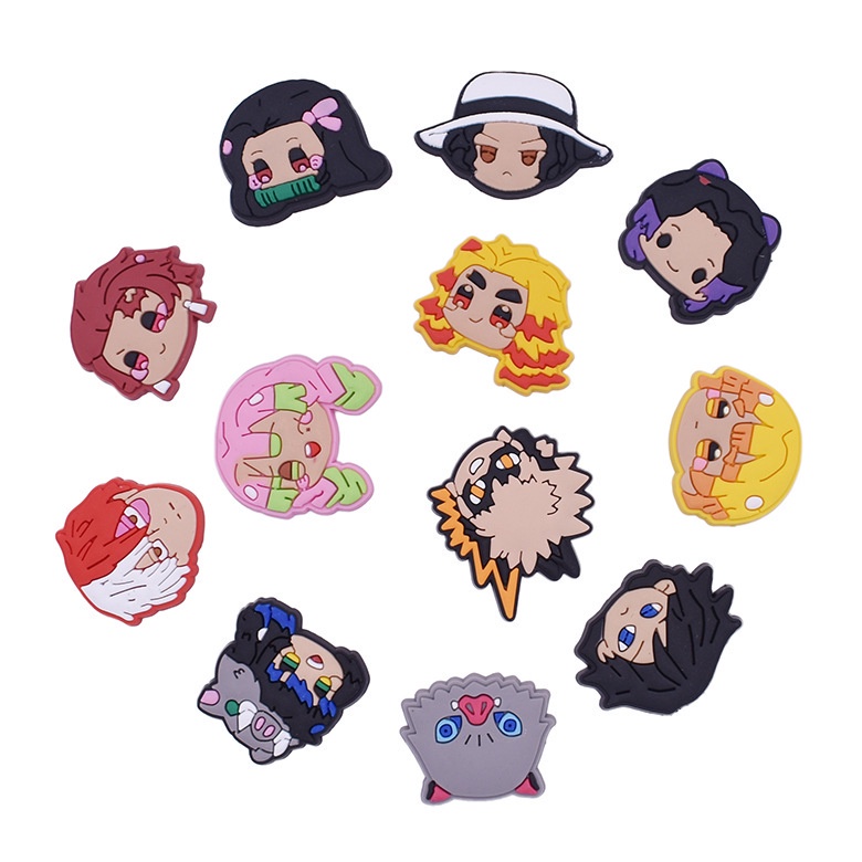 Croc Jibz Pins New Demon Slayer DIY Shoes Charm Button Shopee Malaysia
