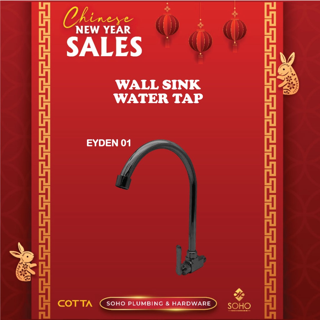 COTTA Eyden Wall Pillar Water Tap Stainless Steel Pipe Kepala Paip
