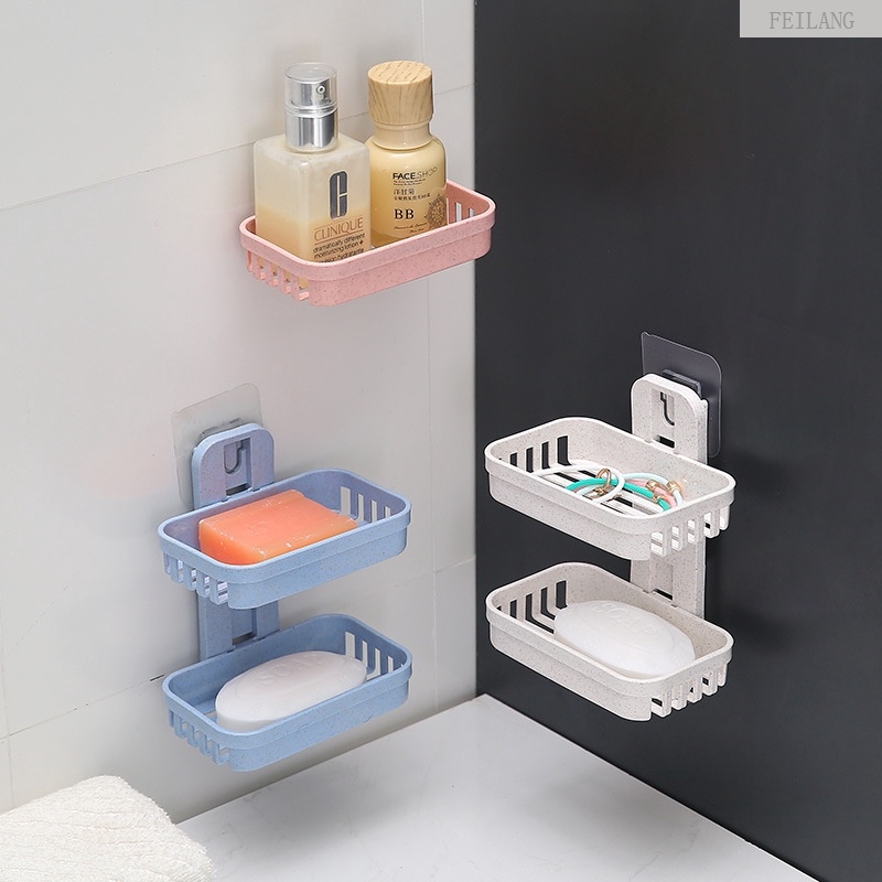 Non-marking Double-layer Hollow Soap Holder Bathroom Drain Soap Box ...
