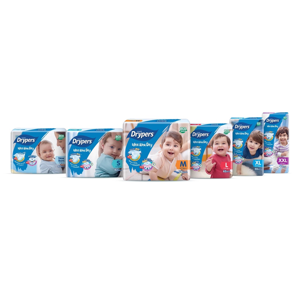 Drypers wee wee dry {NB80, S80, M60, L58, XL50, XXL40} | Shopee Malaysia