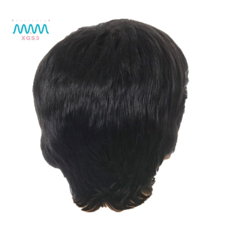 Fashion Wig Short Black Male Straight Synthetic Wig for Men Hair