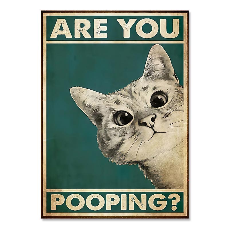 Funny Are You Pooping Poster Vintage Cute Paper Towel Cat Wall Art ...