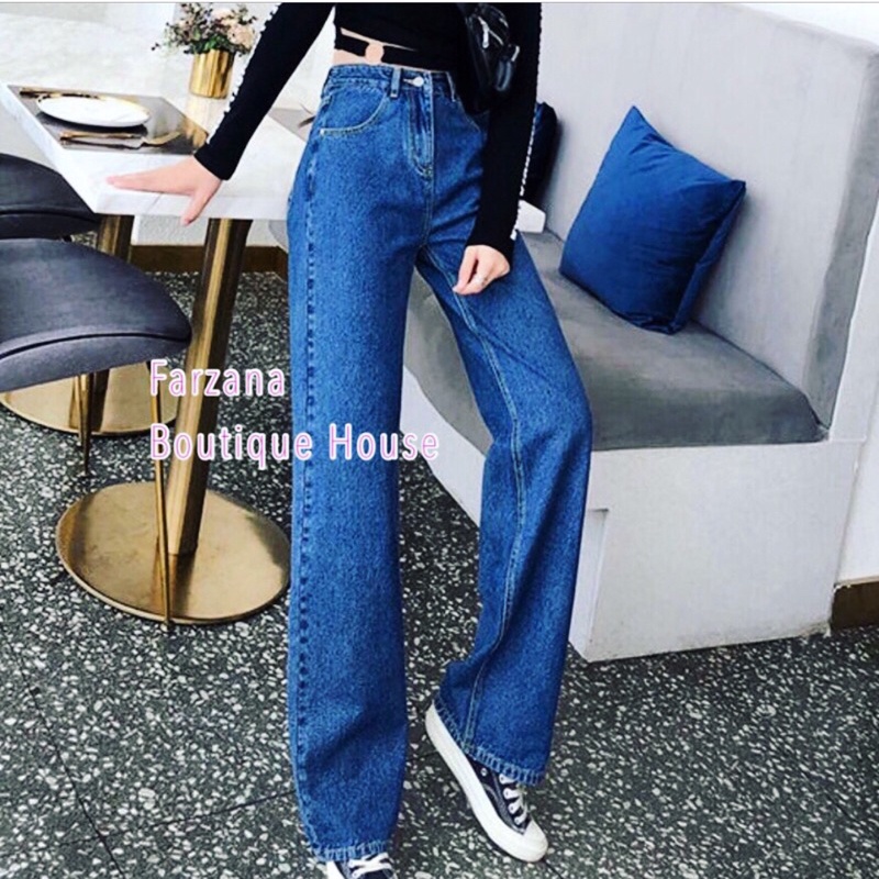 Denim Long Jeans Palazzo Baru Sampai 🌸Ready stock in Malaysia Shopee