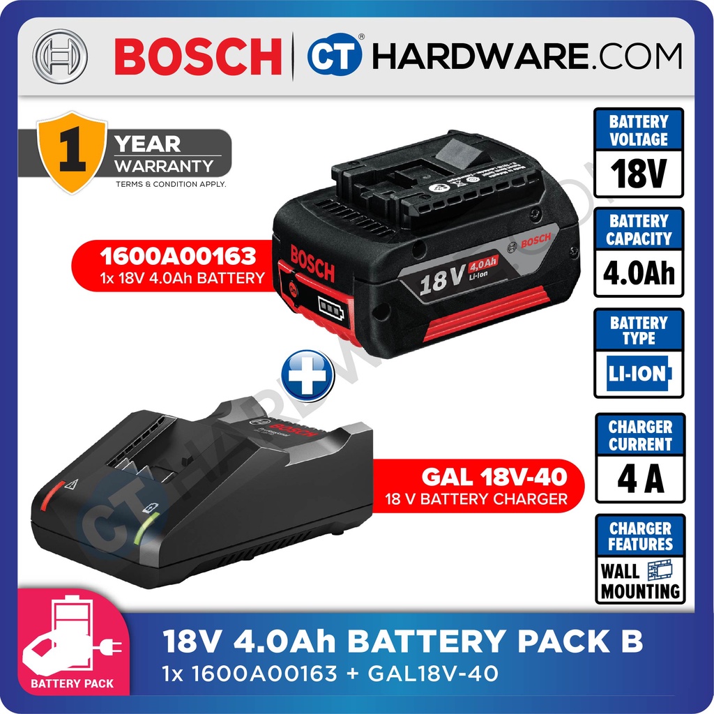 2 batteries GBA 18V 4.0Ah + GAL 18V-40