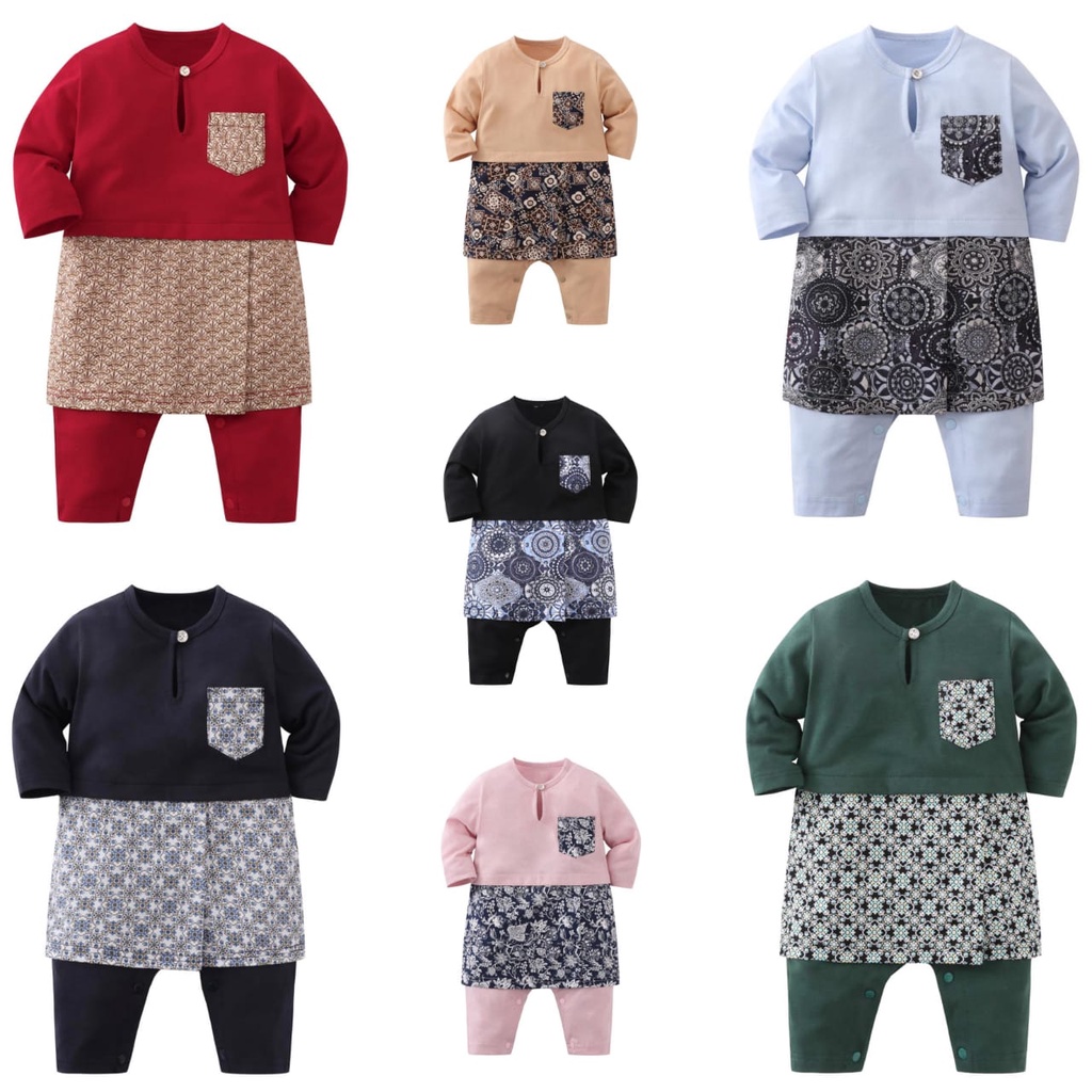 Newborn Romper Baju Melayu Baby Kurta Baju Raya Baby Boy Shopee Malaysia