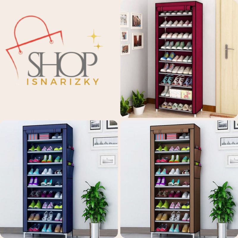 10 Tier Portable SHOE Rack Equipped with 9 Divider SHOE STROAGE Cover ...