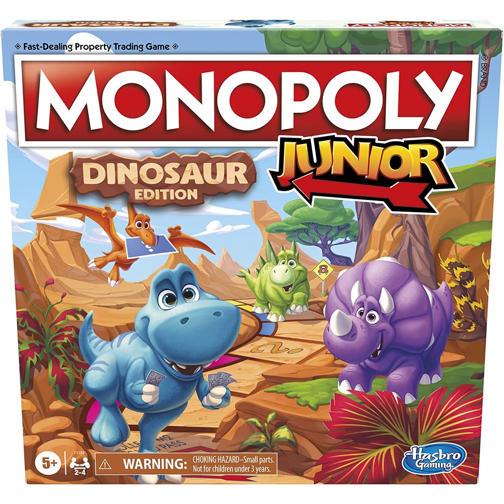 Monopoly Junior Dinosaur Edition Board Game, Kids Board Games, Fun Dinosaur Toys, Dinosaur Board