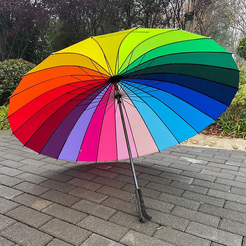 Creative Colorful Rainbow Auto Umbrella Sun UV Rain Weather Resistant