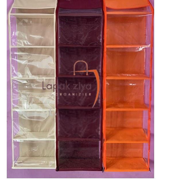 Fia543 Plain JUMBO Hanging Bag Rack With Zipper Right Left Plywood Base Shoe Rack Bag Rack