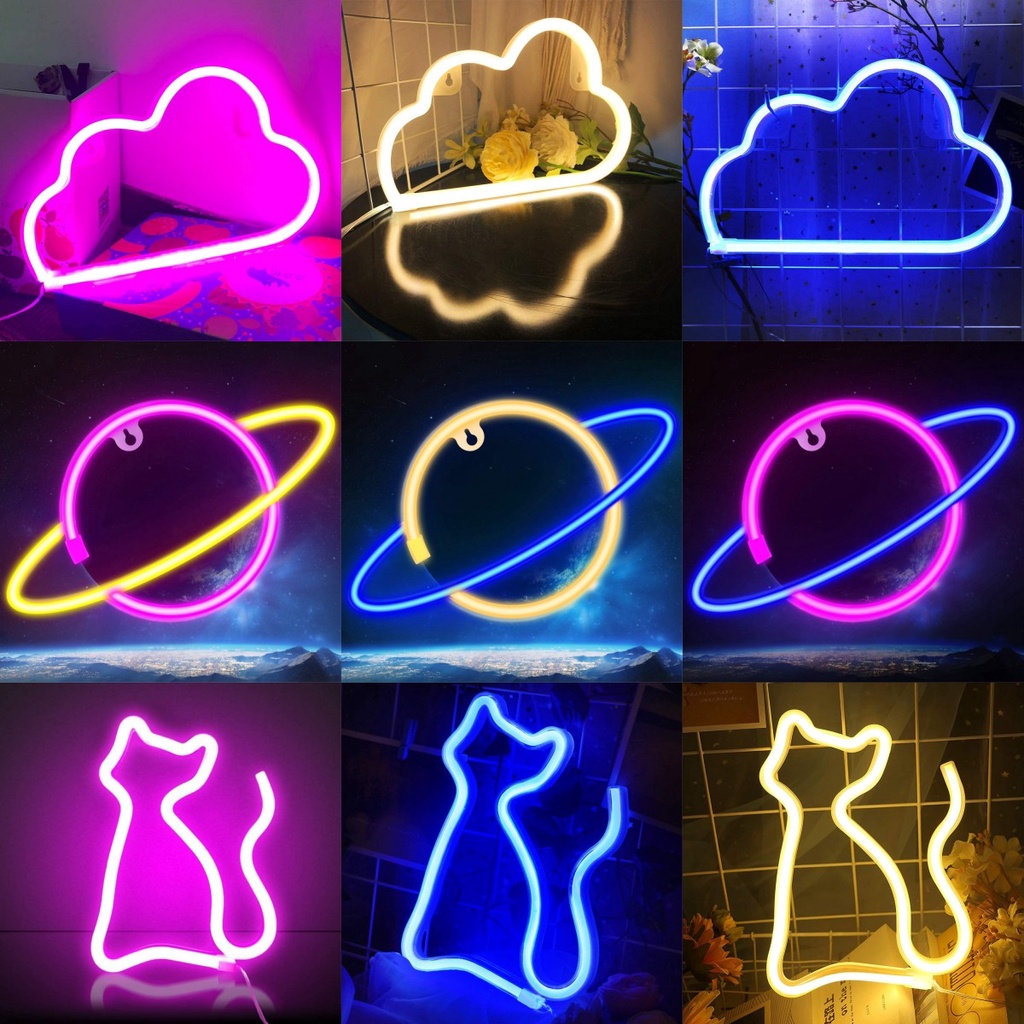 Atmosphere Lamp Cloud Planet Cat Neon Light USB Night Light Wall ...