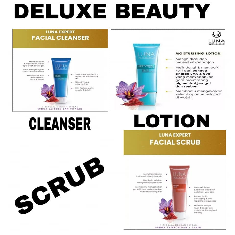 LUNA XPERT FACIAL CLEANSER 100ml + LUNA SCRUB + LUNA LOTION ( VOL 60 ) Shopee Malaysia
