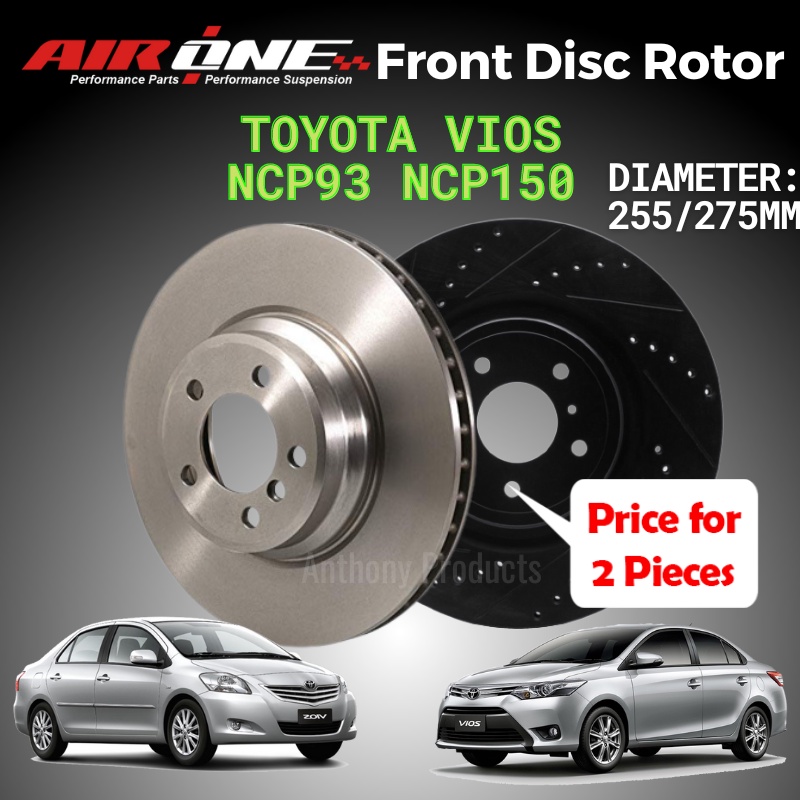 AIRONE Toyota Vios NCP93 NCP150 Front (Depan) OE Sport Brake Disc Rotor ...