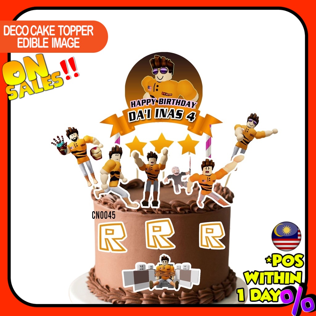 [CUSTOM NAME] Happy Birthday Cake Topper Roblox Horangi Decoration Set ...