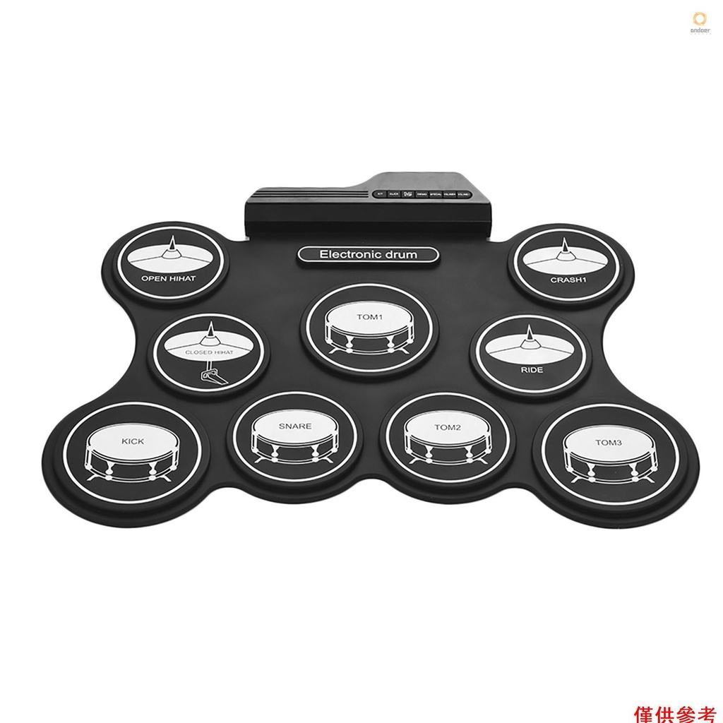 Portable USB Roll Up Drum Kit Digital Electronic Drum Set 9 Silicon