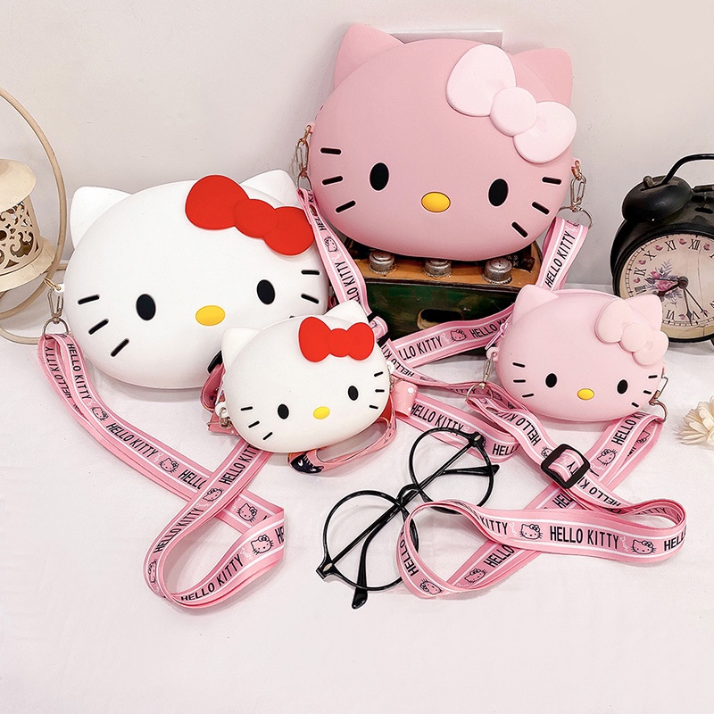 Silicone Bag Hello Kitty Parent-Child Shoulder Messenger Bag Small ...